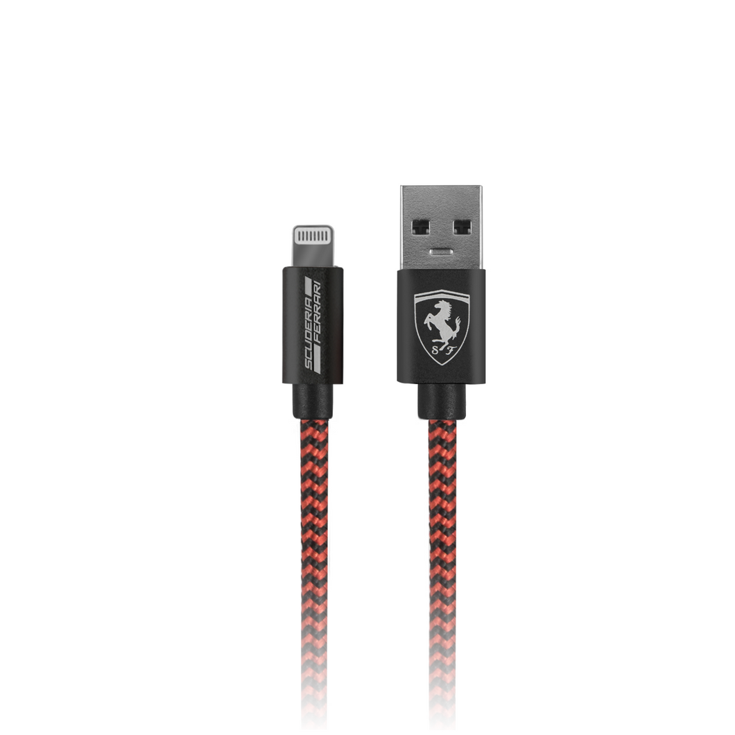 Cable Lightning Tejido 1.5m Ferrari Rojo, iPhone 6,7, 8 , Plus, SE